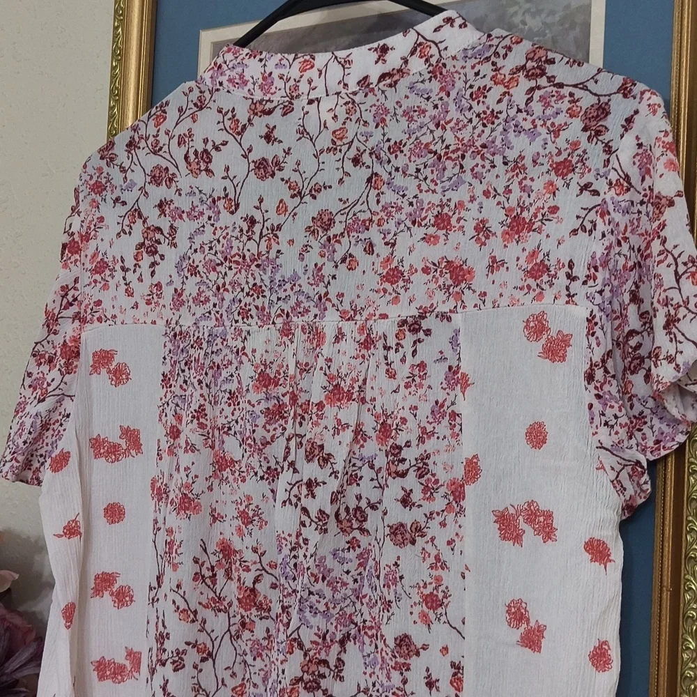 Bohemian Floral Print Top Size Large Cottagecore Feminine Western Casual - Picture 7 of 7